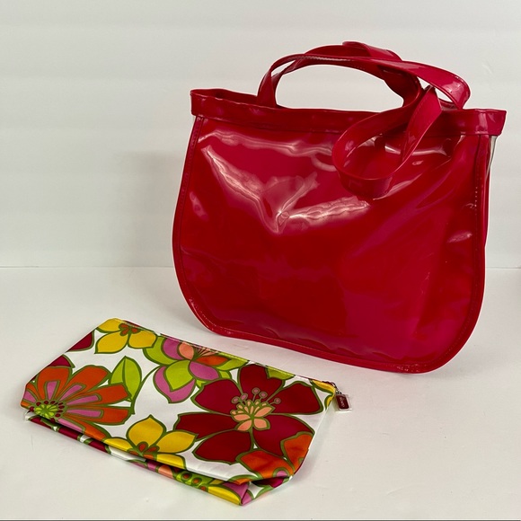 Clinique Small Pink Clear Tote Bag & Small Floral Zipper Pouch Bundle - Picture 3 of 16